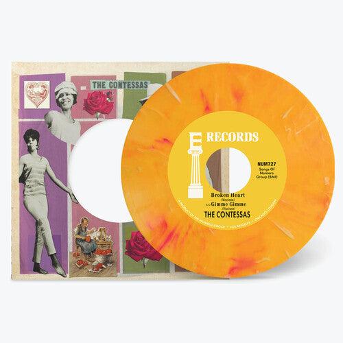 The Contessas- Broken Heart B/w Gimme Gimme - Peach/white Marble