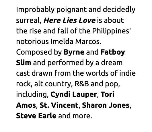 David Byrne/Fatboy Slim- Here Lies Love