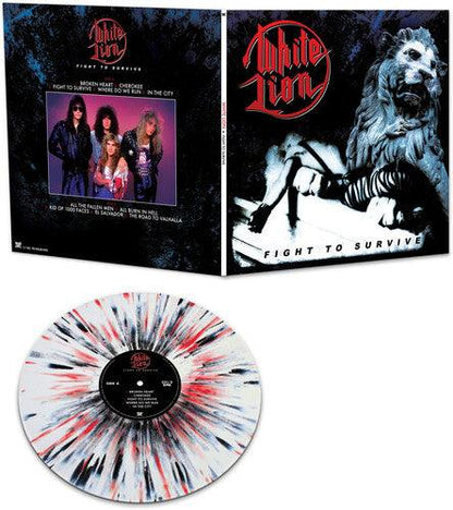 White Lion- Fight To Survive - WHITE/BLACK/RED SPLATTER