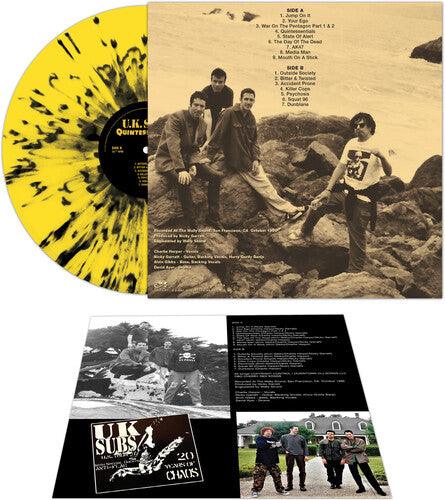 UK Subs- Quintessentials - YELLOW/BLACK SPLATTER