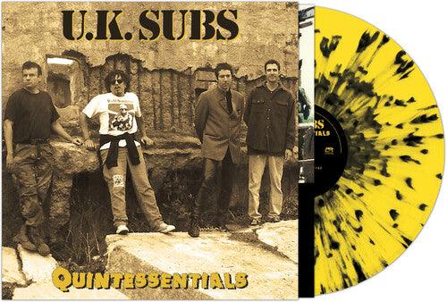 UK Subs- Quintessentials - YELLOW/BLACK SPLATTER